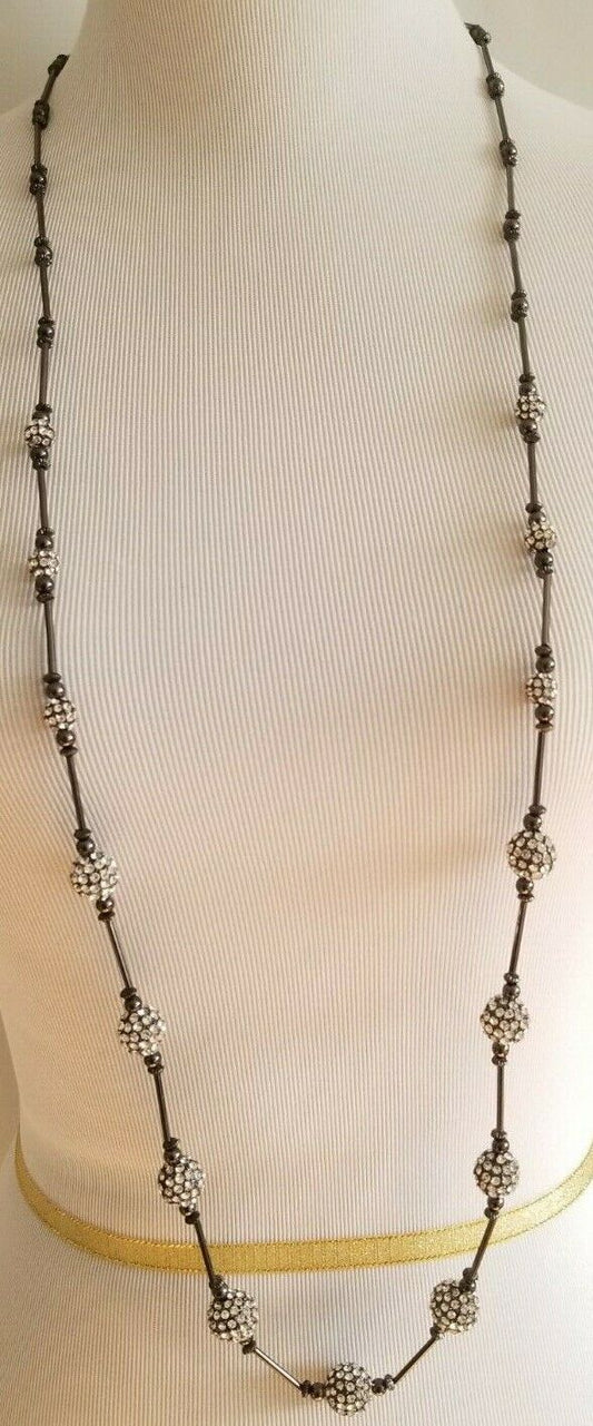 CHICO'S PAVE FAUX-HEMATITE FIREBALL SINGLE-STRAND NECKLACE