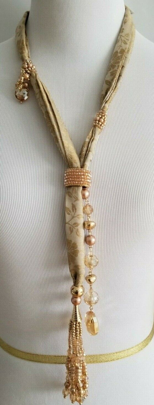 CHICO'S NEUTRAL SHIMMER SCARF NECKLACE