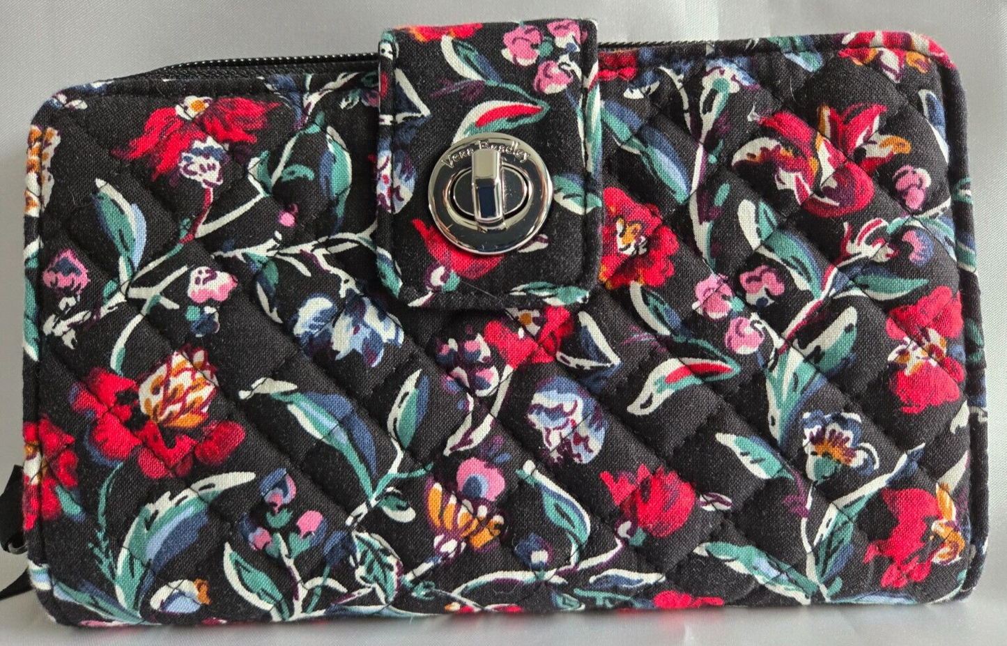 Vera Bradley RFID Turnlock Wallet, Perennials Noir