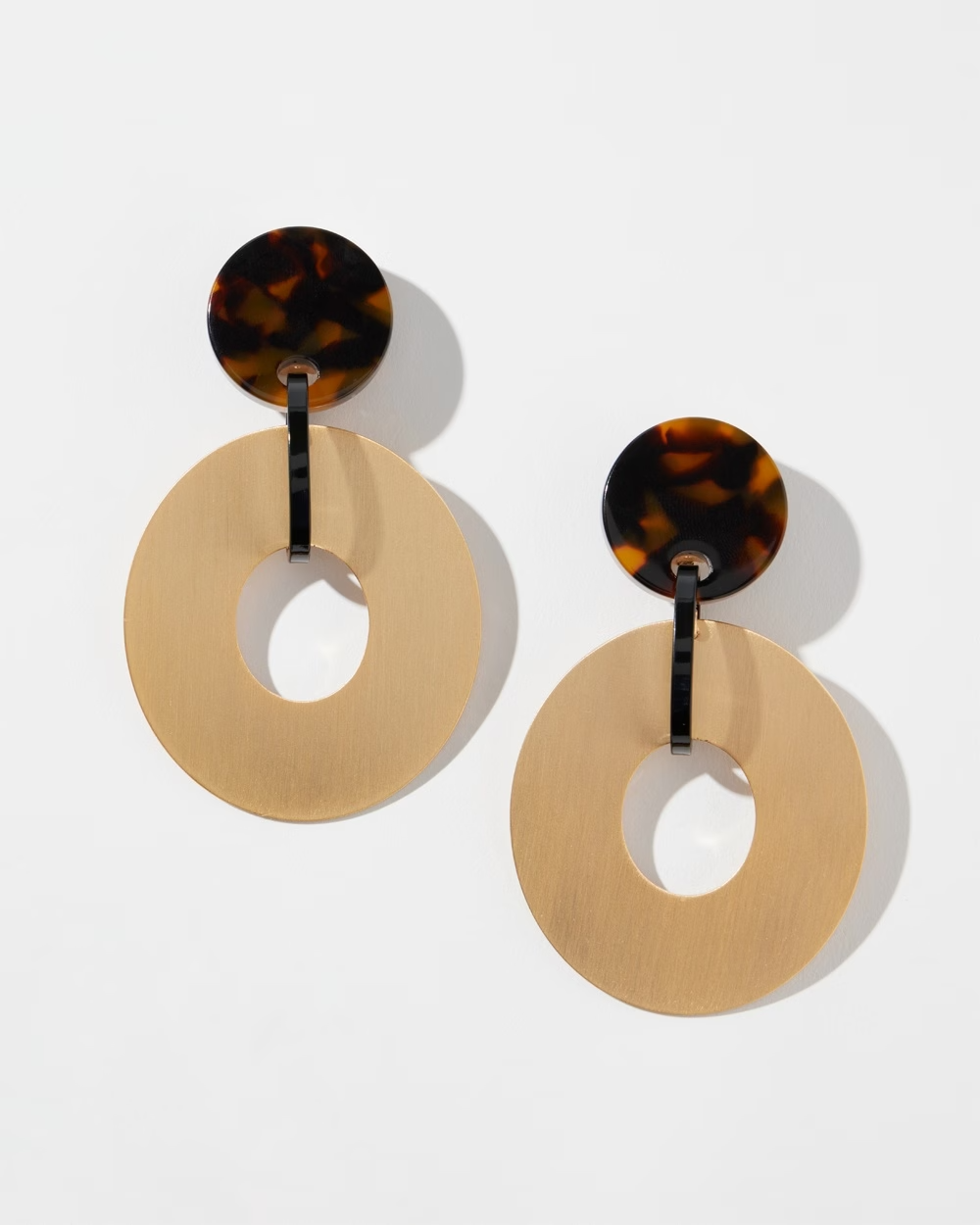 CHICO'S  GOLD TONE & TORT CLIP-ON EARRINGS