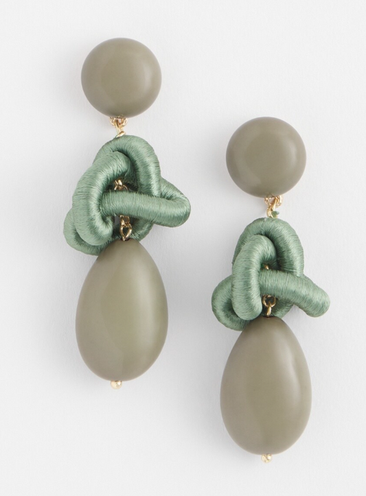 CHICO'S OLIVE TEARDROP EARRINGS