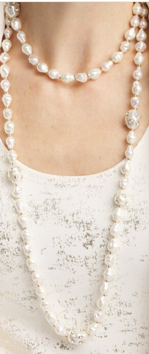 CHICO'S LONG FAUX PEARL NECKLACE