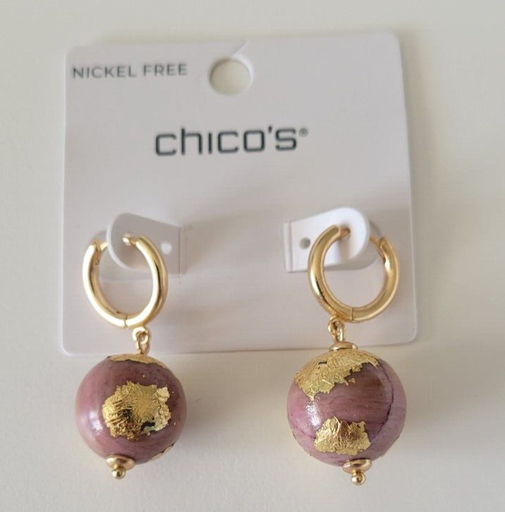 CHICO'S  GOLD TONE DROP EARRINGS
