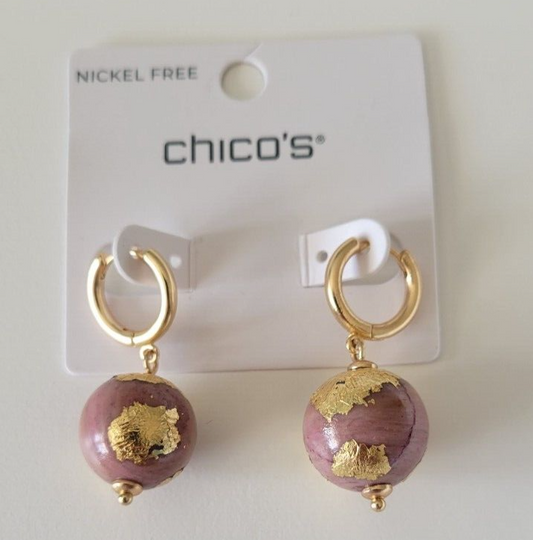 CHICO'S  GOLD TONE DROP EARRINGS