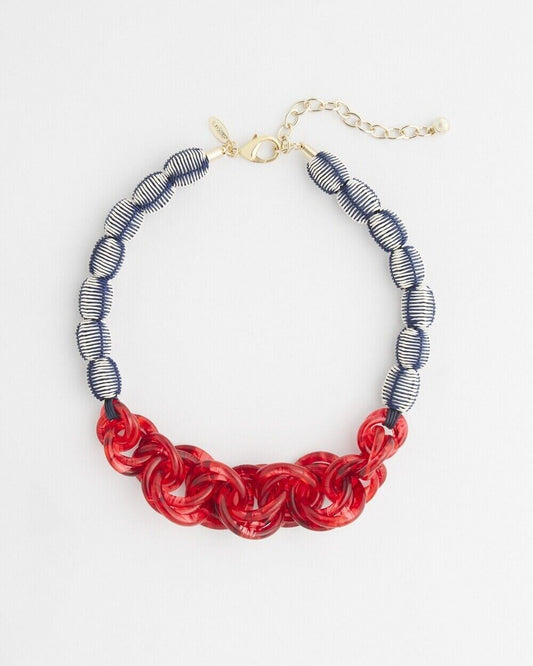 CHICO'S RAFFIA RESIN BIB NECKLACE