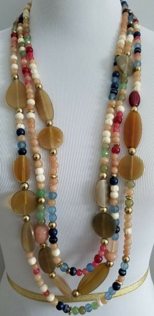 CHICO' S MULTI-COLORED MIXED-BEAD MULTI-STRAND NECKLACE