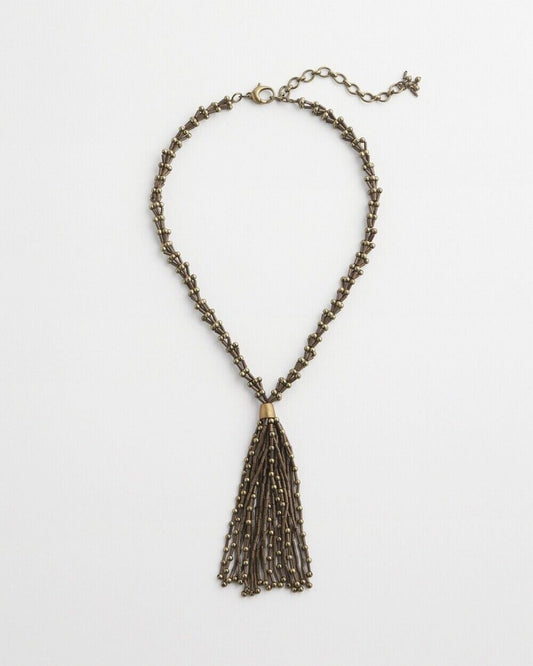 CHICO'S NEUTRAL TASSEL PENDANT NECKLACE