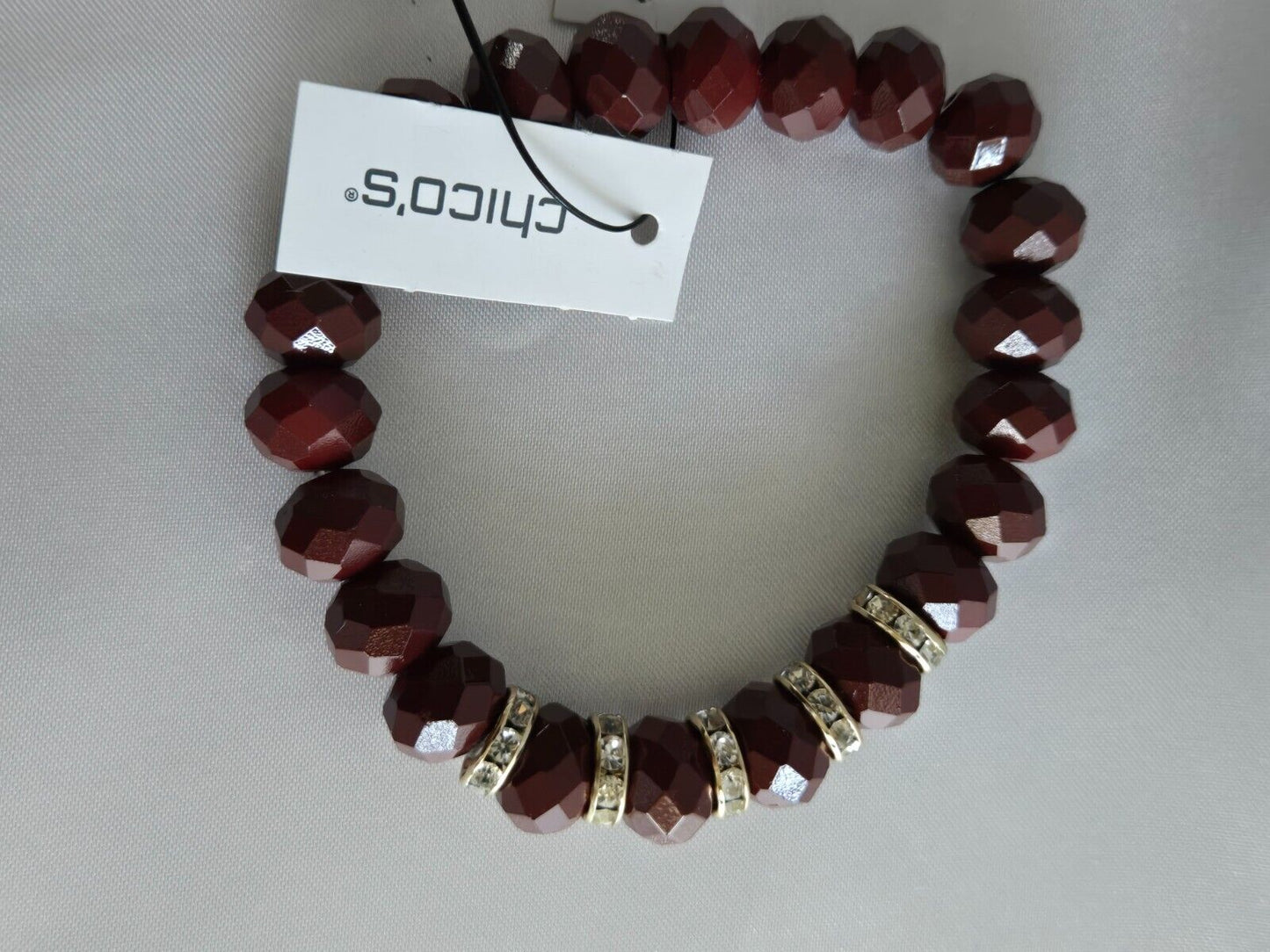 CHICO'S DARK RASPBERRY PAVE STRETCH BRACELET