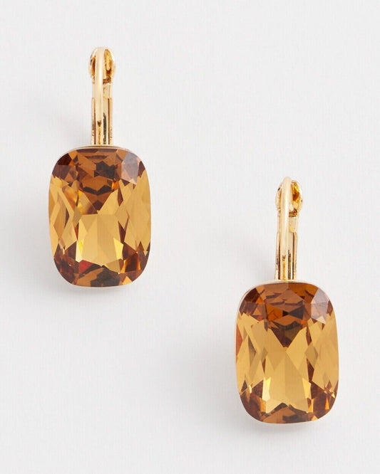 CHICO'S NO DROOP GOLD TONE STONE EARRINGS