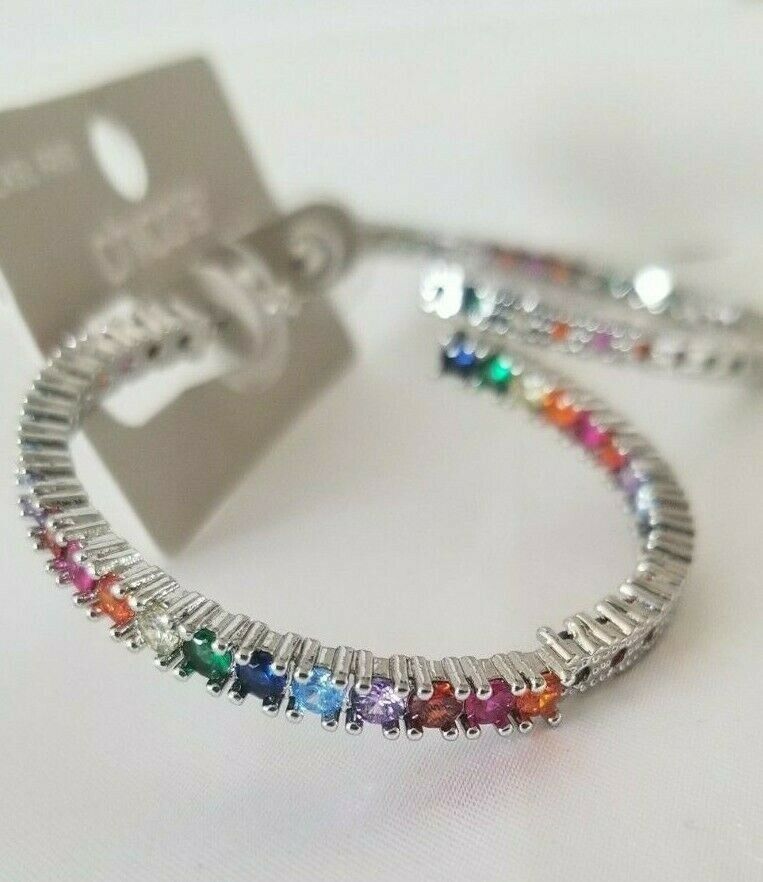 CHICO'S MULTI-COLORED BEADED IN-AND-OUT HOOP EARRINGS