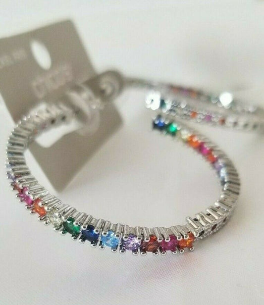 CHICO'S MULTI-COLORED BEADED IN-AND-OUT HOOP EARRINGS