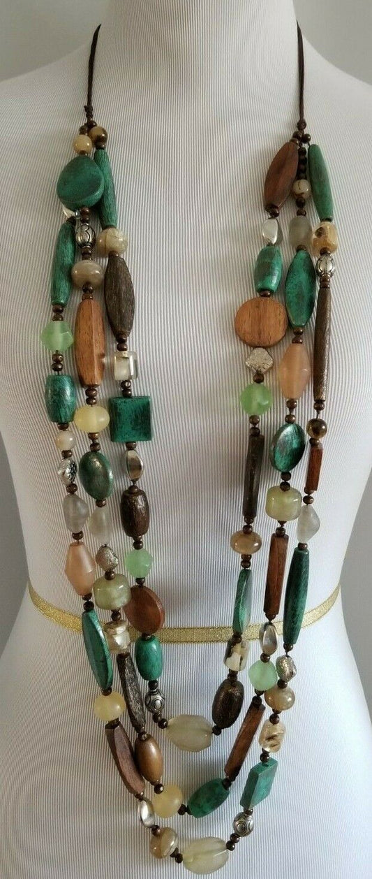 CHICO'S BEADED TRIPLE-STRAND NECKLACE
