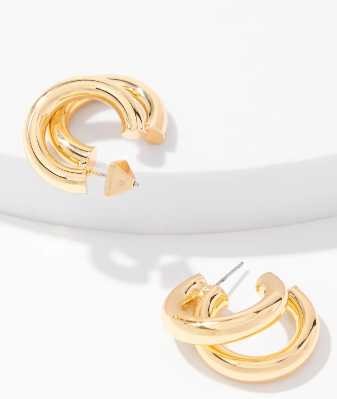 White House Black Market Gold Double Hoop Earrings