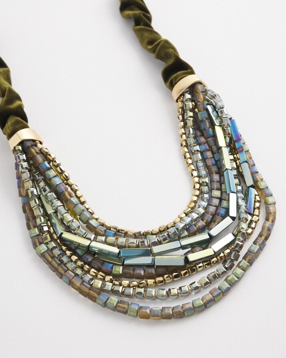 CHICO'S VELVET BEADED STATEMENT NECKLACE