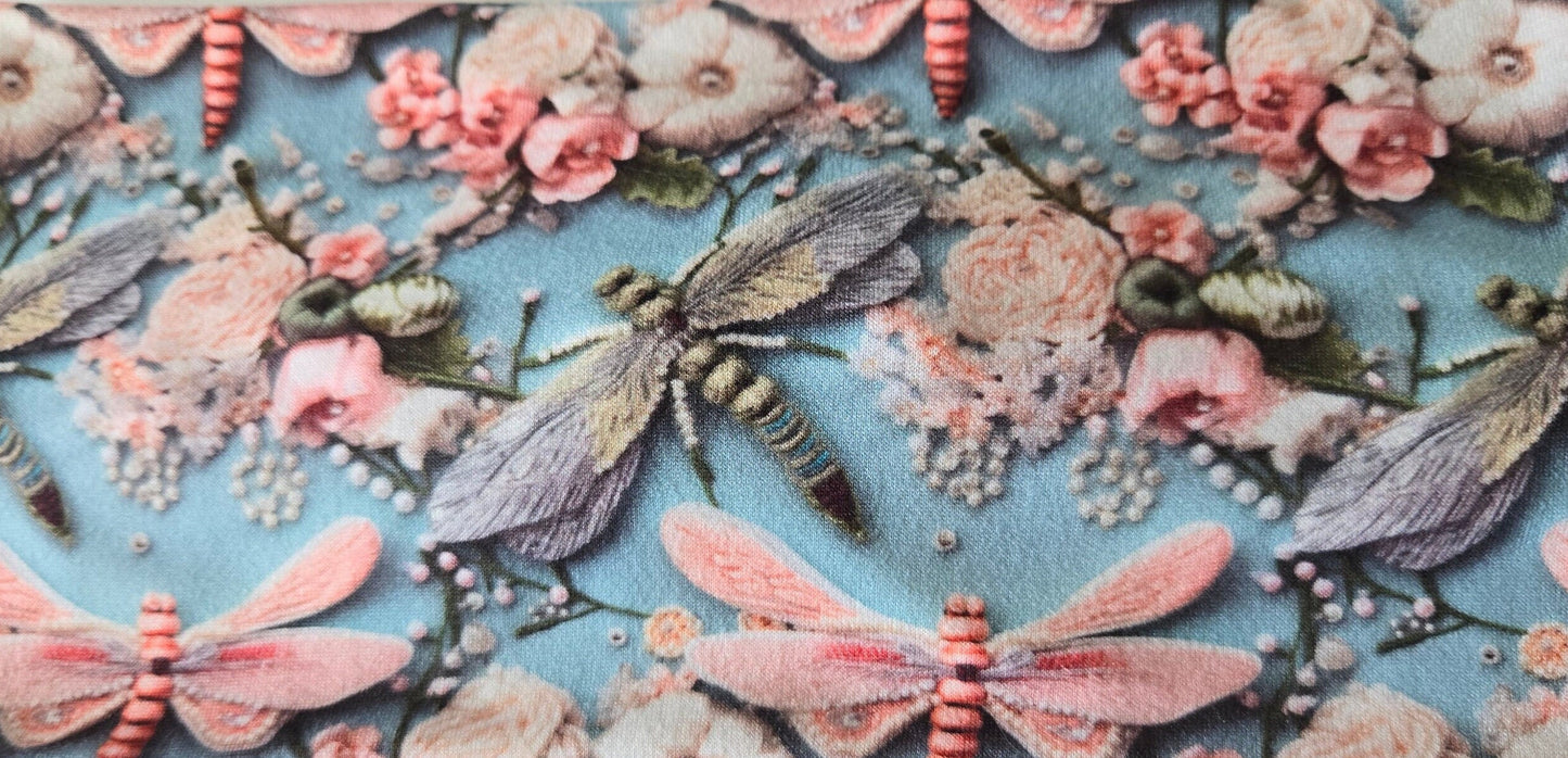 Pink Floral Dragonfly Headband
