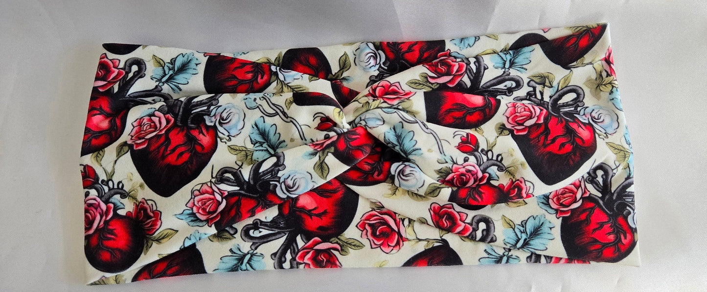 Floral Heart Twisted Headband